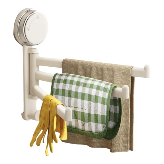 Suction Cup Kitchen Clothes Rack, Window Sill Rack, Multi-pole Rotating Rack, Storage Rack, Wall-mounted Towel Rack(One Size,Beige)