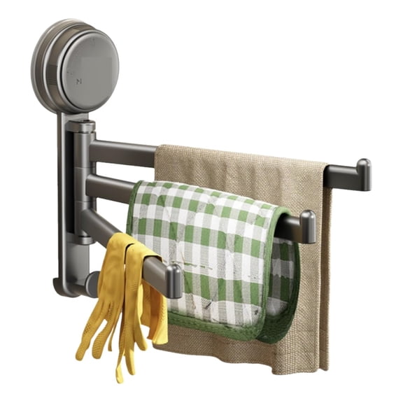 Suction Cup Kitchen Clothes Rack, Window Sill Rack, Multi-pole Rotating Rack, Storage Rack, Wall-mounted Towel Rack(One Size,Light Gray)
