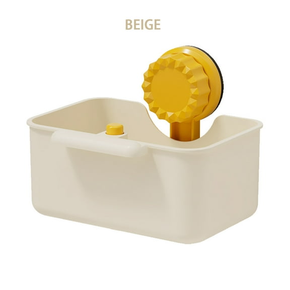 Suction Cup Kitchen Organizer Basket,Fine Mesh Sink Storage for Sponges,Vegetables,and Food Scraps,Wall Mounted Non-Perforated Holder,Convenient for Home Kitchens and Bathroom Storage-White