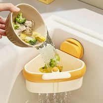 Suction Cup Kitchen Sink Strainer Basket, Cebalnir Triangle Sink Corner Storage Rack Drain Basket Plastic Sinks Food Catcher Self Cleaning Press Automatic Dumping Corner Filter Baskets
