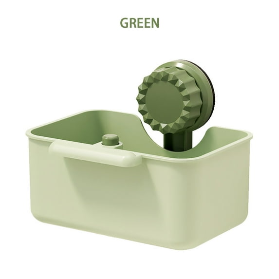 Suction Cup Kitchen Sink Strainer Basket | Fine-Mesh Food Scrap Filter & Sponge Organizer | Wall Mounted Non-Perforated Storage | Hygienic Carry Handle | White Orange Beige