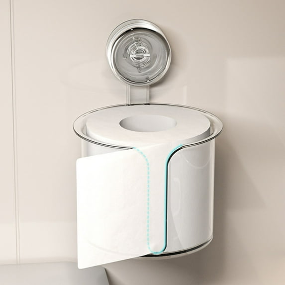 Suction Cup Paper Towel Holder, No Hole Bathroom Paper Roll Dispenser with Strong Vacuum Suction, Easy Install for Kitchen, Bathroom, Office Organization