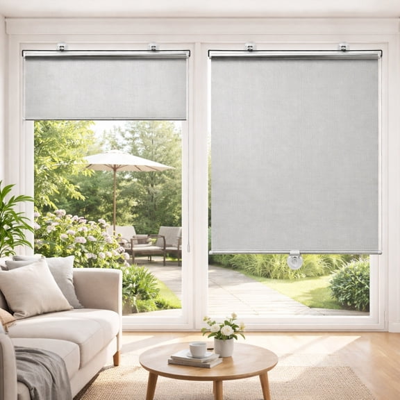 Suction Cup Retractable Heat Blocking Roller Blind,Car Home Dual-Use Sun Protection Window Cover Semi-Dark Privacy Shade,Drill-Free Portable Light Barrier for Bedroom Bathroom Office Skylight