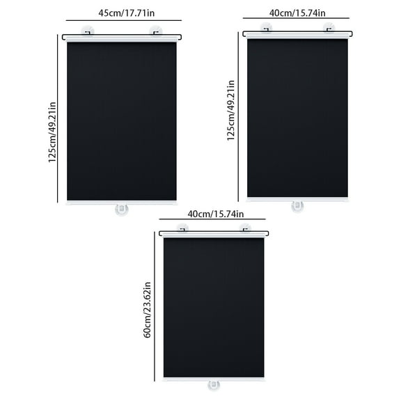 Suction Cup Roller Blinds Insulation Shading Curtain Retractable Balcony Sunshade Window Curtains Privacy Screen For Home Car Black, 40*125Cm/Black Titanium Silver Sunshade By Shiogb