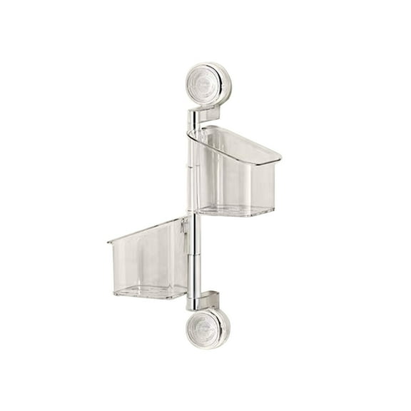 Suction Cup Rotating Kitchen Organiser, 2-Layer Rotating Suction Cups Wall Mounted Organizer, Drill-Free Suction Cup Storage Container, Hanging Mount Holder Shower Organizer for Wall