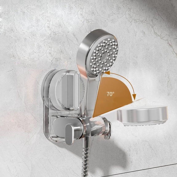 Suction Cup Shower Bracket Adjustable | Movable No Drill Shower Head Holder | Plastic Rose Silver | 4.1 x 3.2 x 3 in