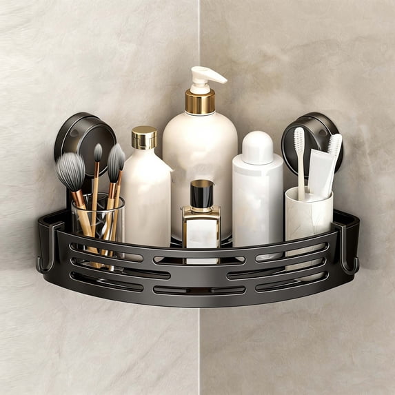 Suction Cup Shower Caddy Corner Organizer, No-Drilling Bathroom Storage Rack for Wall, Damage-Free Shower Shelf for Shampoo and Soap, 1, 2, or 3 Tier Options