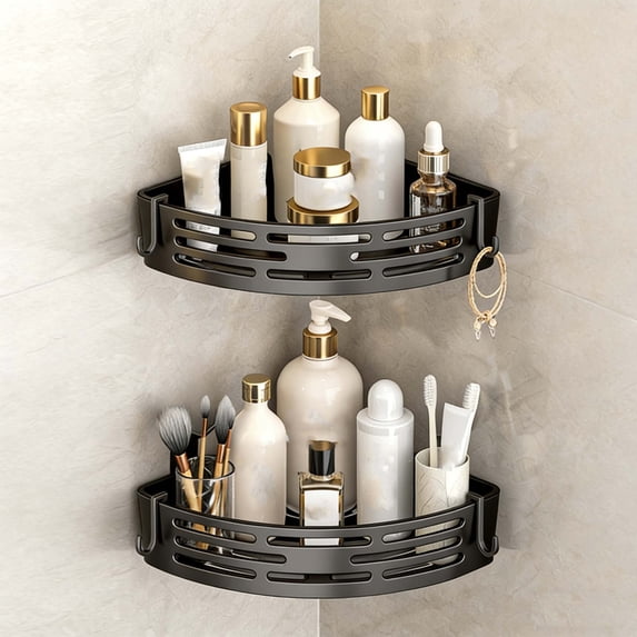 Suction Cup Shower Caddy Corner Organizer, No-Drilling Bathroom Storage Rack for Wall, Damage-Free Shower Shelf for Shampoo and Soap, 1, 2, or 3 Tier Options