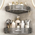 thumbnail image 1 of Suction Cup Shower Caddy Corner Organizer, No-Drilling Bathroom Storage Rack for Wall, Damage-Free Shower Shelf for Shampoo and Soap, 1, 2, or 3 Tier Options, 1 of 3