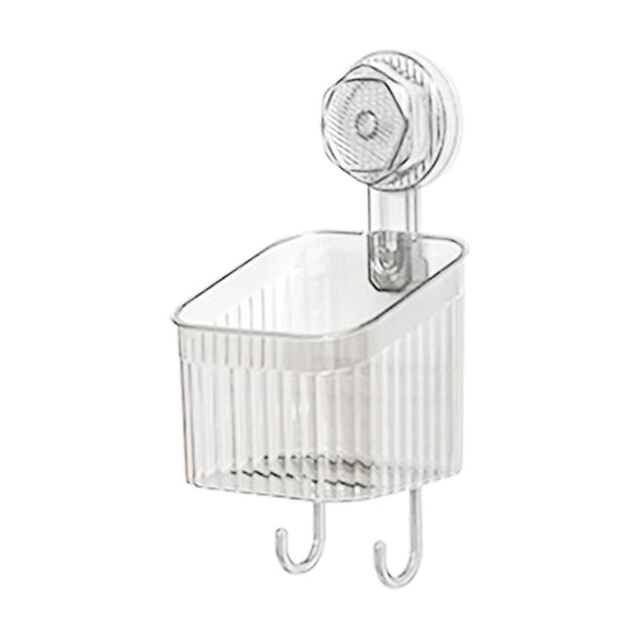 Suction Cup Shower Caddy - No Drill Bathroom Storage Organizer with Hooks, Removable Shower Shelf for Shampoo, Soap, Kitchen, Rustproof Plastic, Easy Install Eactix