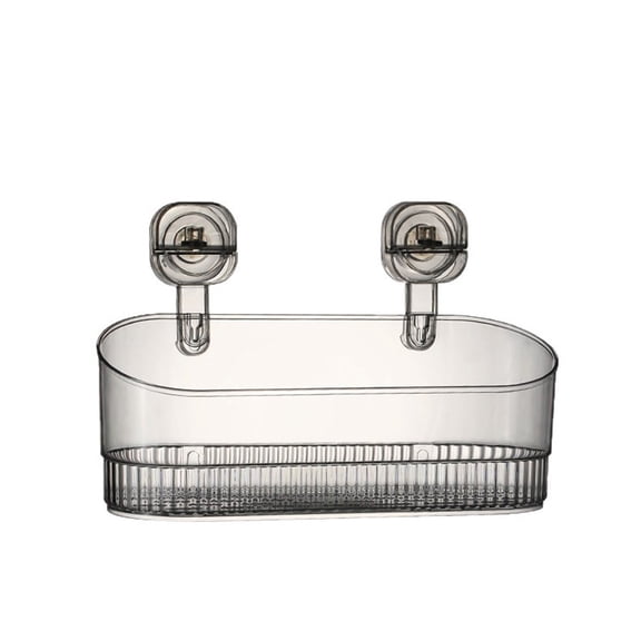 Suction Cup Shower Caddy,No-Drill Bathroom Suction Cup Storage Box,Removable Wall Mounted Storage Basket,Plastic Transparent Suction Cup Storage Holder,No Drilling Shelves Caddy For Kitchen,Gray
