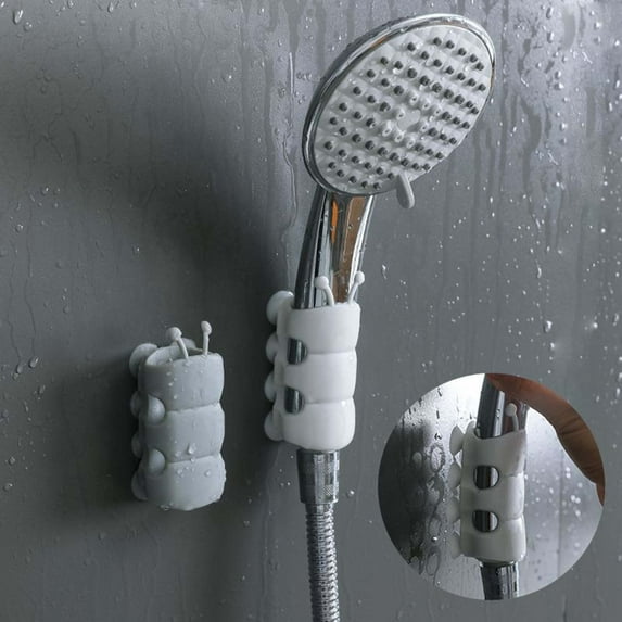 5pcs Suction Cup Shower Head Holder | Removable No-Drill Base for Handheld & Standard Shower Heads | Easy Install Bathroom Wall Mount Bracket | Secure Non-Perforated Support | 5.91 x 3.15 x 1.57 In