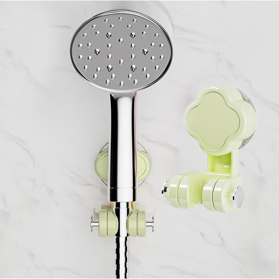 Suction Cup Shower Head support, Adjustable Shower Bracket No Drill for Bathroom Tile, Removable Wall Mount for Handheld Shower with Hooks