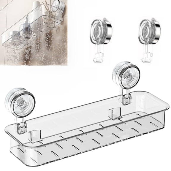 Suction Cup Shower Shelf in Acrylic for organizing soap, bathroom shower organizer