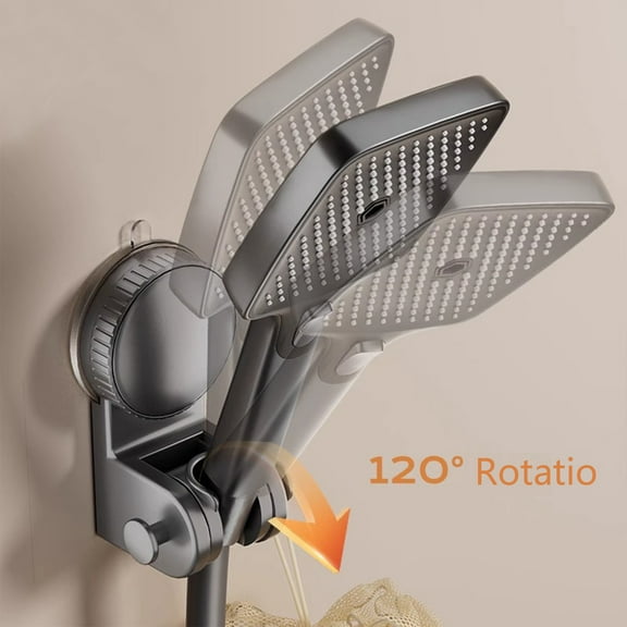 Suction Cup Showerhead Bracket, Bathroom Hole-Free Shower Head Holder, Movable Adjustable Multi-Angle Rotation, No Drill Mounting, Stable Holding, Convenient Storage, Plastic