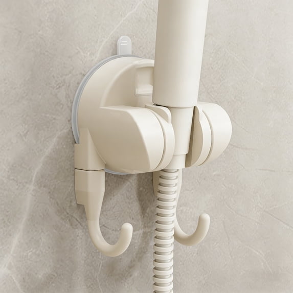 Suction Cup Showerhead Holder - Wall Mounted Press Vacuum Shower Head Hook, Adjustable Storage Rack White