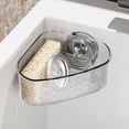 thumbnail image 1 of Suction Cup Sink Corner Rack, Kitchen Bathroom Organizer Caddy Holder with Vacuum Seal for Sponges, Brushes, Strainers, Quick-Dry Drain Holes, Clear Space-Saving Design, 1 of 7
