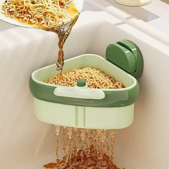 Suction Cup Sink Corner Rack, Triangular Sinks Draining Basket With Suction Cup For Kitchen Bathroom