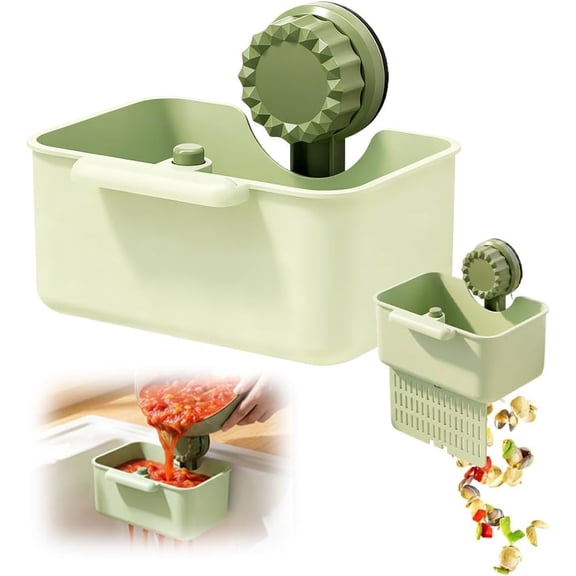Suction Cup Sink Corner Rack, Strong Suction Quick-Dry Removable Caddy, Space-Saving Kitchen Organizer (Green)