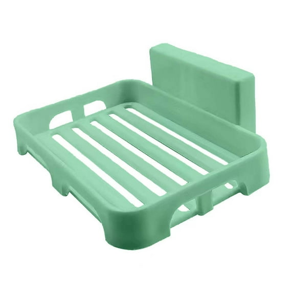 Suction Cup Soap Dish Holder for Shower, Bathroom Wall Mount Soap Rack with Drain Holes, Soap Box Organizer for Sponge, Easy Install No Drill Adhesive Soap Holder Green