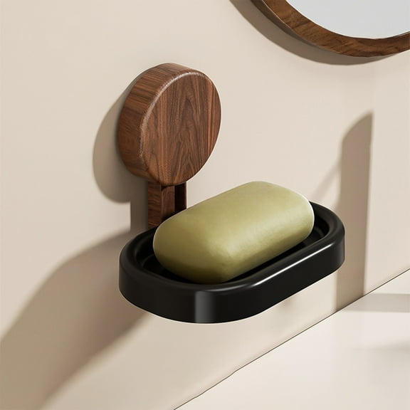 Suction Cup Soap Dish Holder Wall Mounted Drainable Non Slip Bathroom Storage Container