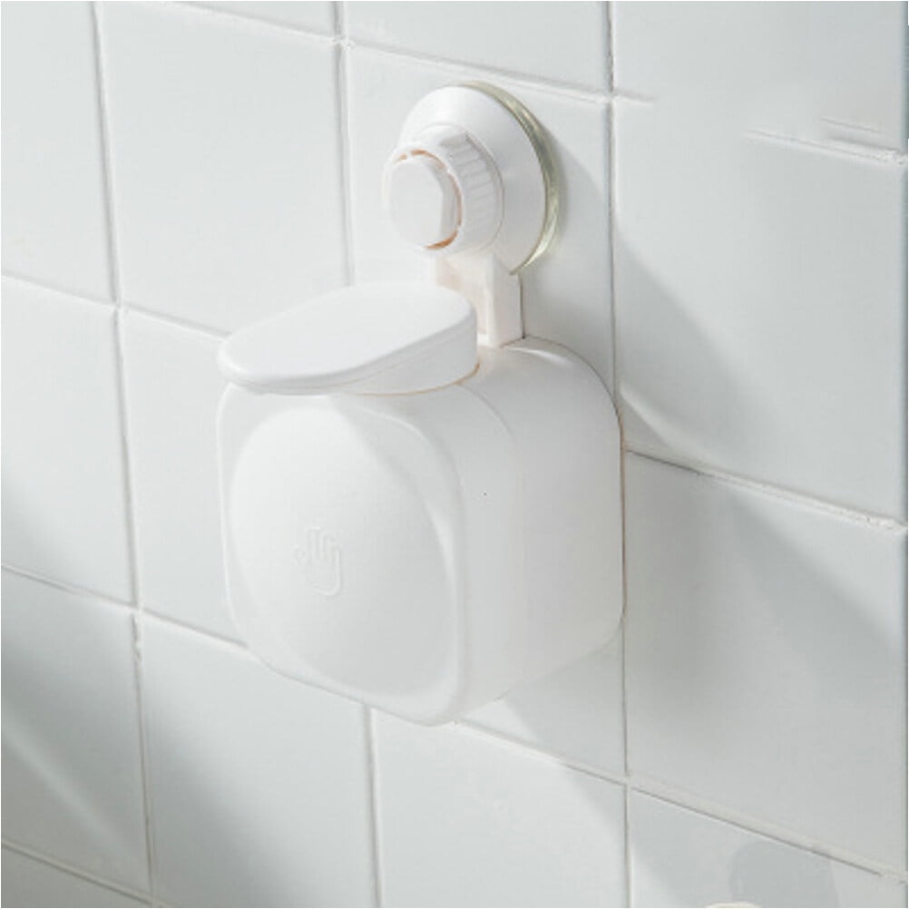 Suction Cup Soap Dispenser Wallmounted No Punching Liquid White Dipenser and Shampoo Dispensers