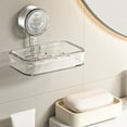 thumbnail image 1 of Suction Cup Soap Holder Wall Mounted | Punch-Free Plastic Soap Dish | Strong Suction, Drainage, No Drilling, Shower Caddy, Storage Rack | Clear/Beige/Gray | 13.6x12.1x10.7cm, 1 of 7