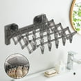 thumbnail image 1 of Suction Cup Sock Rack, Foldable Invisible Drying Rack, Non Perforated Towel Holder, 20 Clips for Balcony, Bathroom, and Laundry Room, Gray Plastic, by FAJHHA, 1 of 6