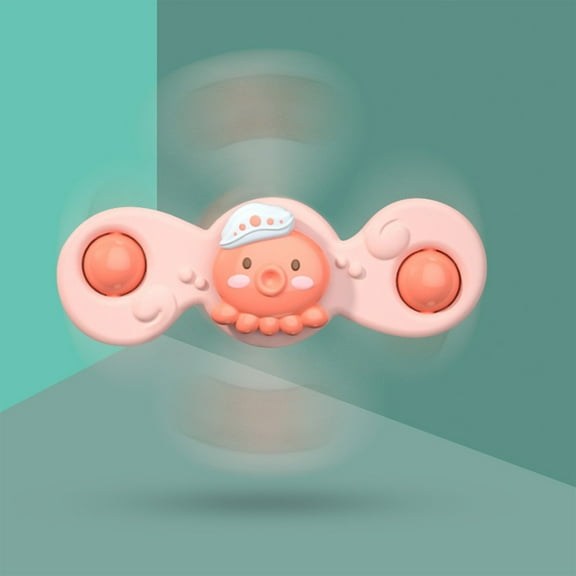 Suction Cup Spinner Toy - ABS Plastic Spinning Top with Strong Suction Base, Silent Nylon Bearings & Bead Sounds, Bath & Table Top Sensory Toy for Toddlers, Fine Motor Skills Development Pink