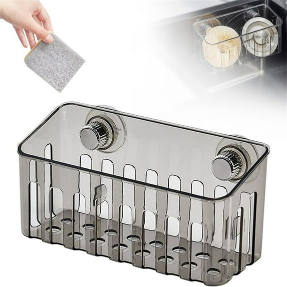 Suction Cup Sponge Holder for Kitchen Sink, Removable Caddy for Brush and Dish Cloth, Strong Suction Sink Organizer Rack - kitchen sink storage, suction sponge holder,CL2,1PC,Kitecy