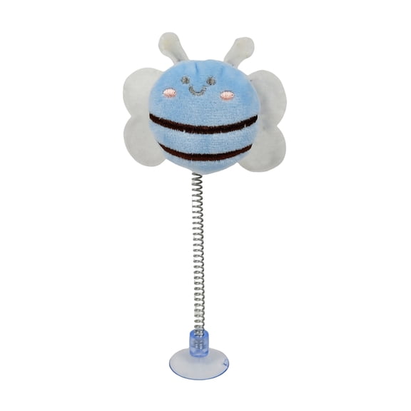 Suction Cup Spring Plush Bee Cat Toy Interactive Self Play Cat Teaser Wand Boredom Relief Swing Toy for Indoor All Cats,1pack