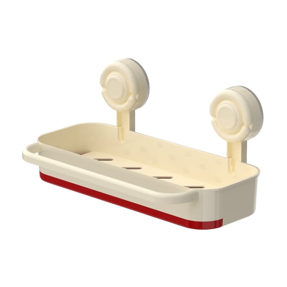 Suction Cup Storage Holder Movable Shower Shelf No Drill Wall Mounted for Bathroom Kitchen ABS Material Heavy Duty Hold Drain Holes Reusable