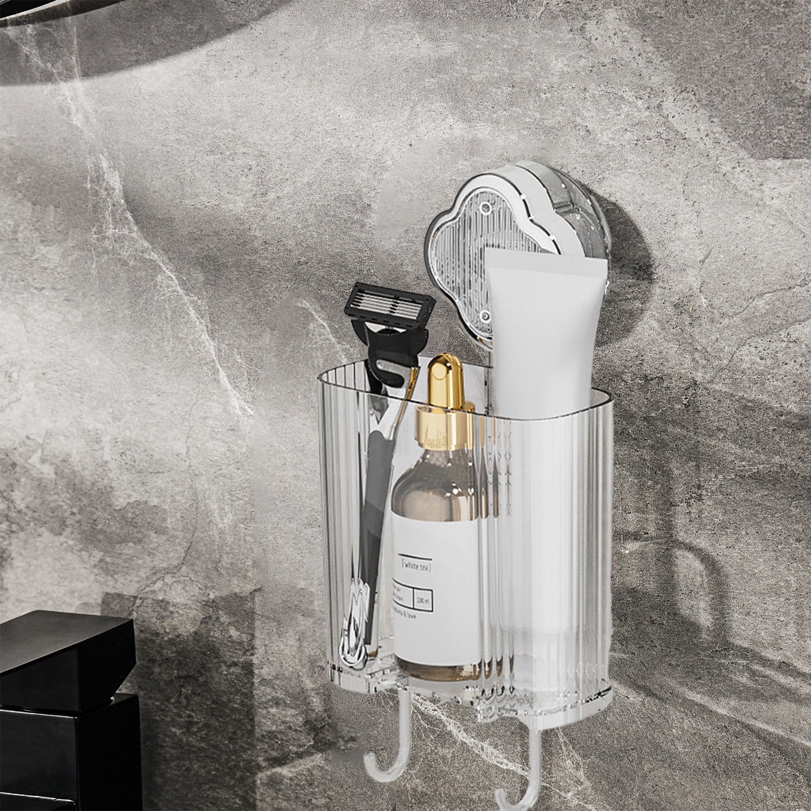 Suction Cup Storage Rack with Hooks,Suction Cup Toothbrushes Holders ...