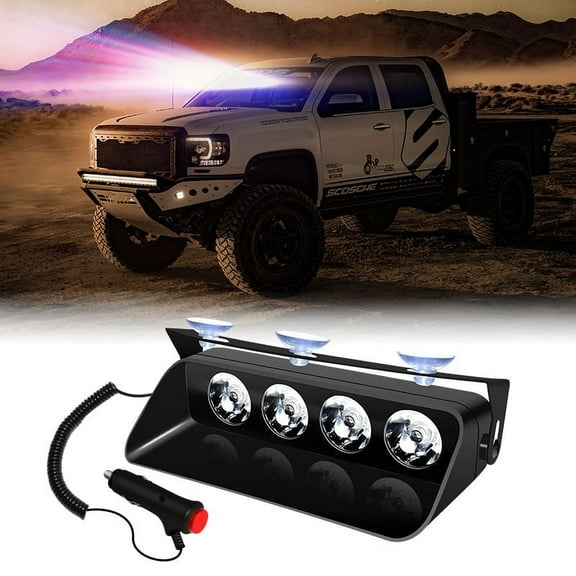 A Suction Cup Strobe Light, 12-24V Led Emergency Flash Light, 16 Modes Dash Warning Beacon, For Vehicle Windshield, Security Construction Trucks, Abs Housing, 5.9X3.5X2.8In, 0.66Lb
