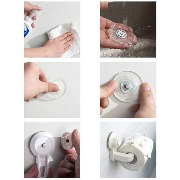 Suction Cup Toilet Paper Mounted Paper Towel Holder Paper Roll Organizer for Kitchen Bathroom (White)