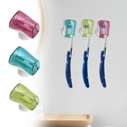 Suction Cup Toothbrush Cover, Family Multi-Purpose Brush Guard, 3 Pack, Open/Close Design, for Bathroom, Travel, Kitchen, Durable Plastic, for Households, with Secure Fit, Hygienic Storage, Accpild