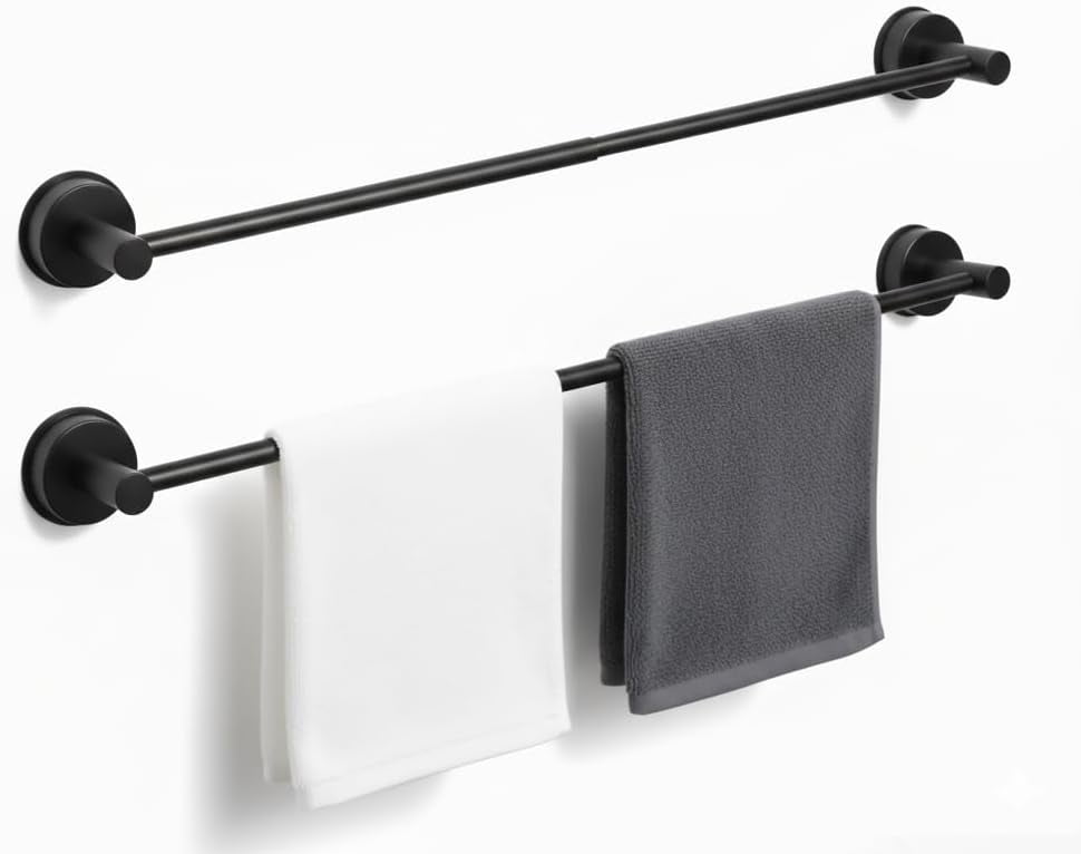 Suction Cup Towel Bar 17-28 Inch Adjustable Retractable Stainless Steel ...