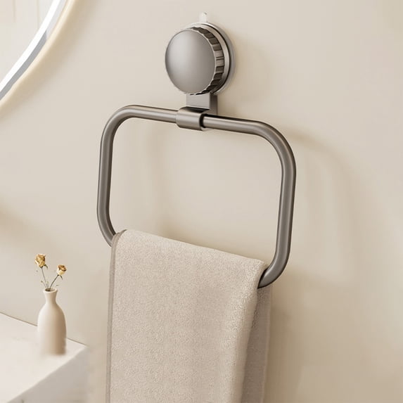 Suction Cup Towel Holder, Wall Mounted Towel Rack for Bathroom, No Drill Towel Ring, Adhesive Bath Towel Bar, Bathroom Organizer, Space Saving Kitchen Towel Holder, Strong Grip Bath Accessories