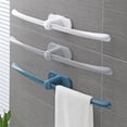 thumbnail image 1 of Suction Cup Towel Rack with Adhesive, No-drill Bathroom Wall Mount for Double Towels, Sleek Scandinavian Style Shelf Rod for Kitchen and Home Organization, Topliu, 1 of 7