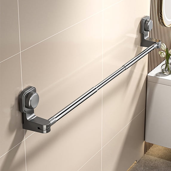 Suction Cup Towel Rack for Bathroom - No Drill Wall Mounted Towel Bar - Strong Hold Punch-Free Shelf for Towels Washcloths - Hanging Organizer for Home Bathroom Kitchen Storage,1PC