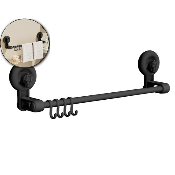Suction Cup Towel Rack, Punch-Free Bathroom Organizer, Multi-Hook Bath Towel Storage for Shower Use