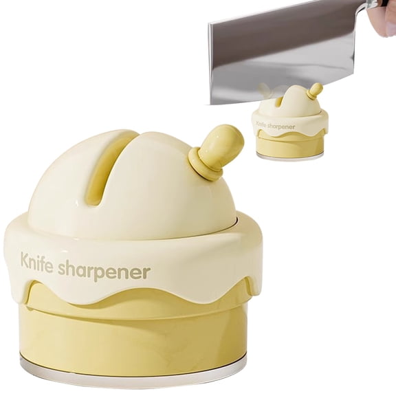 Suction Cup Whetstone Knife Sharpener, 7×6cm Portable Kitchen Sharpener for Knives, Scissors & Shears with Non-Slip Base