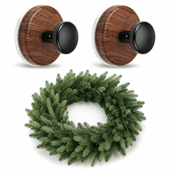Suction Cup Wreath Hanger, Upgraded Reef Hooks for Front Door, Glass Window, Over Door, Mirror & Tile