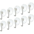 thumbnail image 1 of Suction Cup with Detachable Metal Hooks 35mmx15mm Wall Hanger for Glass Window Door Home Kitchen Bathroom, Clear PVC, Pack of 10, 1 of 5