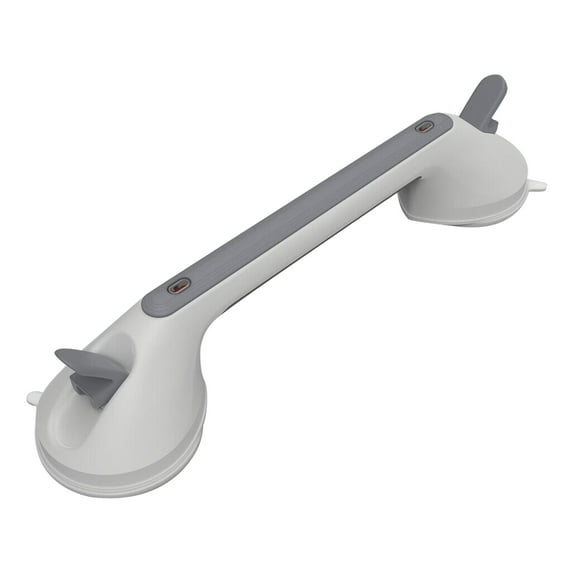 Suction Cups Grab Bar 12 Inch, ZUEXT Anti-Slip Bathroom Grab Bar Safety Balance Handrail, Handicap Elderly Senior Injury Disable Vacuum Suction Assist Shower Handle (1.25" Diameter, Gray-White)