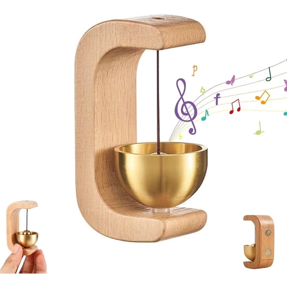 Suction Door Type Solid Wood Wind Chime,Dopamine Magnetic Doorbell,Shopkeepers Bell for Door Opening,Magnetic Doorbell Chime,Door Bell Chime for Refrigerator, Room,Garden(Beech c Shaped)