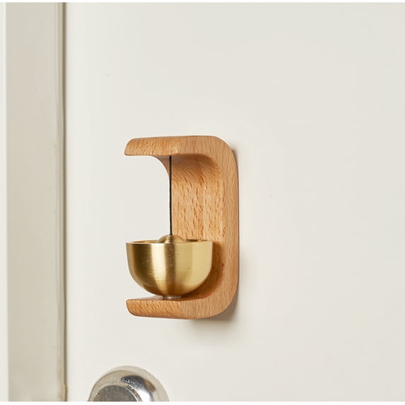 Suction Door Type Solid Wood Wind Chime,Small Doorbell With Double-Sided Tape,Brass Style Magnetic Shopkeepers Bell,Cute Decorative Doorbell No Drill,Creative Gift