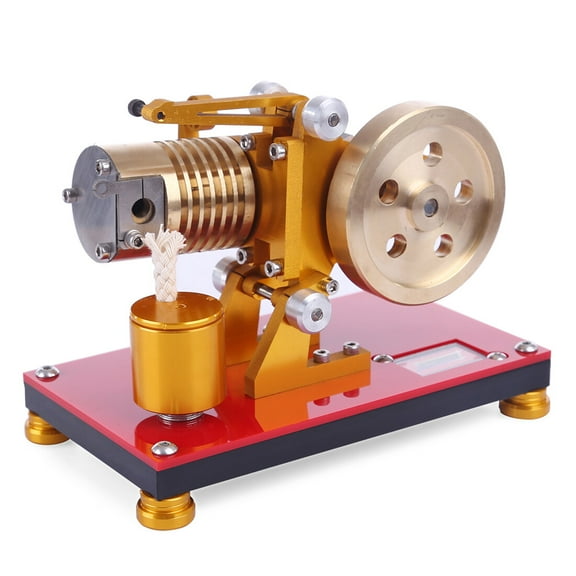 Suction Fire Type Stirling Engine Model, Professional Edition Pure Brass Air Cylinder Heat Energy Stirling Engine for Physics Science Experiment