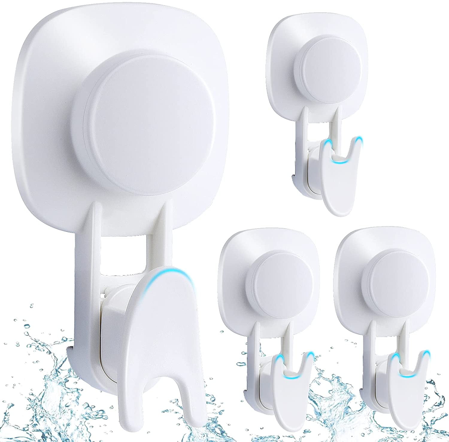 LUXEAR 4 Pack Suction Hooks: Waterproof, Removable for Bathroom ...