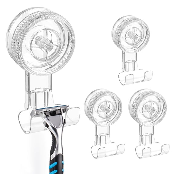Suction Hooks For Shower, 2 Pack Razor Hooks Removable & Reusable, Waterproof Vacuum Suction Hangers For Towel, Bathrobe, Loofah, Bathroom & Kitchen Storage